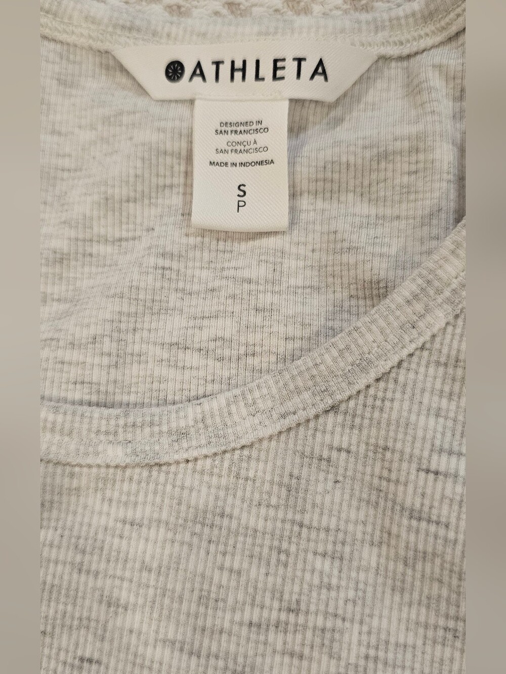 Athleta Heathered Ribbed Scoop Tank - Light Gray